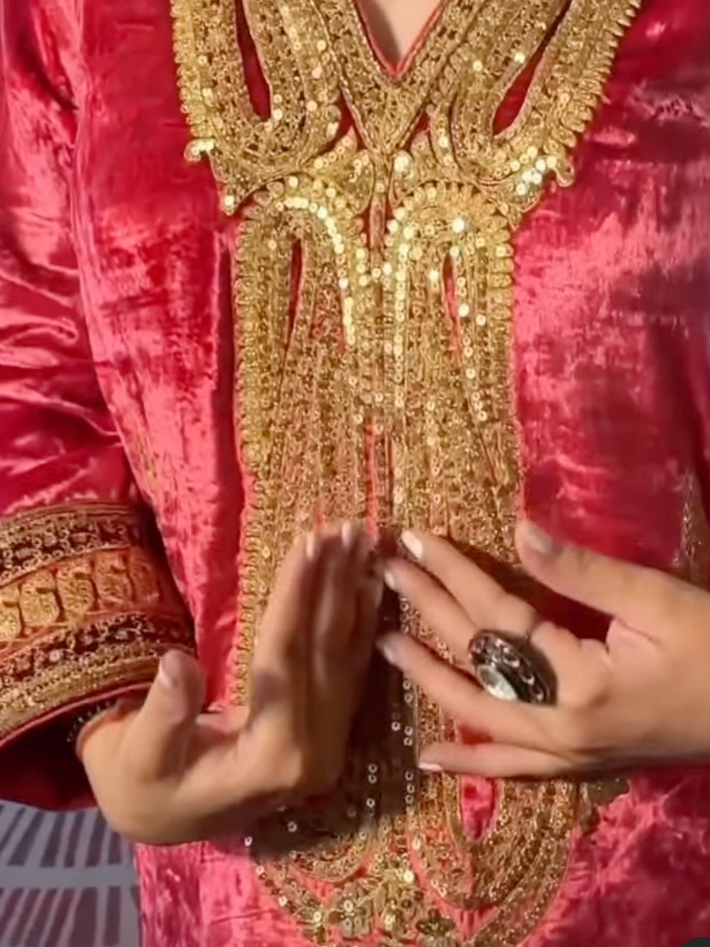 PINK EMBROIDERED VELVET KAFTAN GOWN