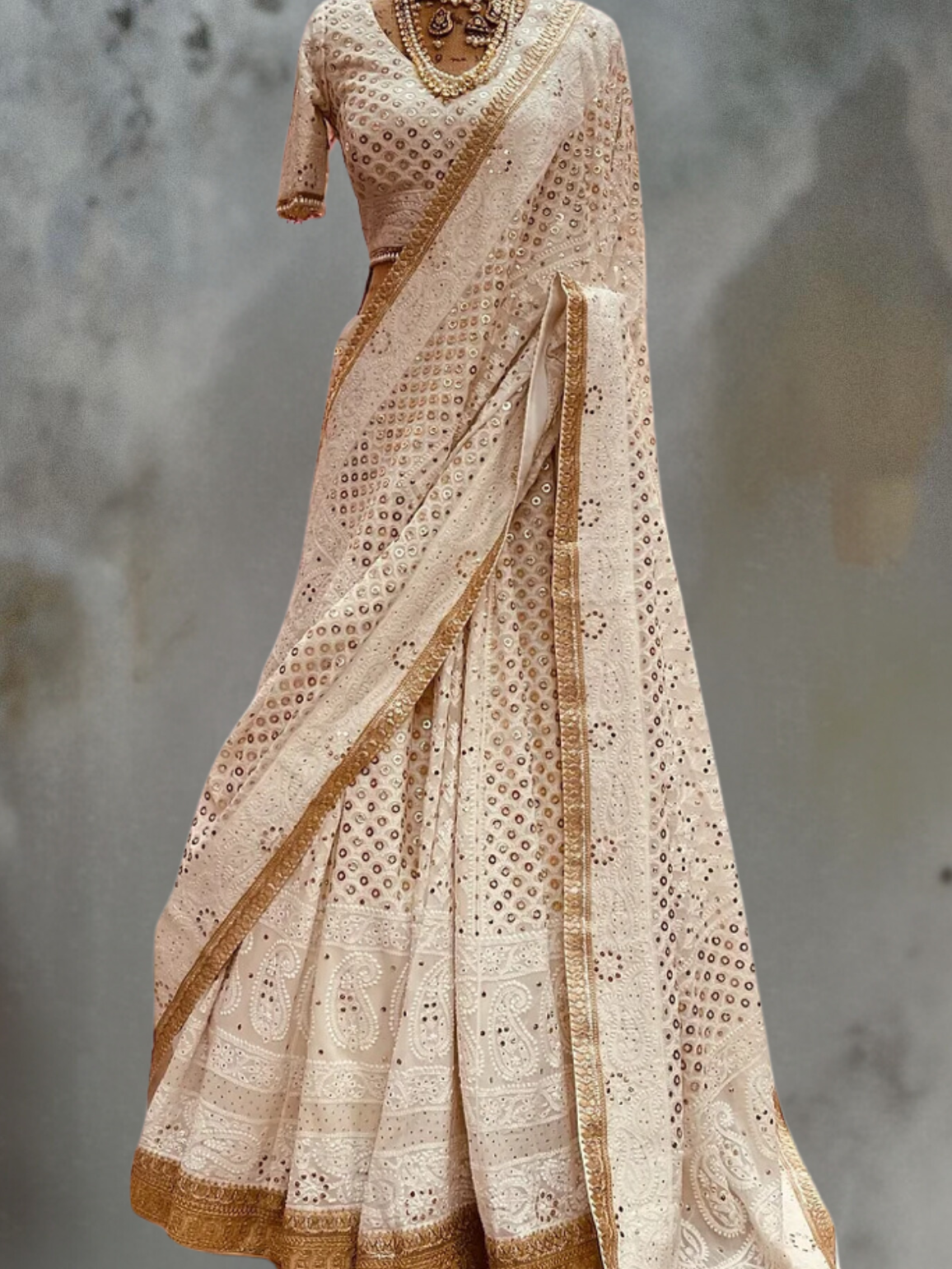 IVORY CHIKAN LEHENGA