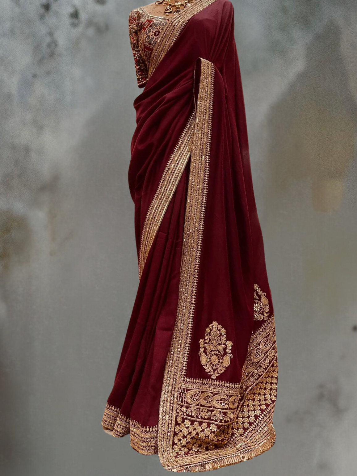 HAND EMBROIDERED MARODI WORK SILK SARI