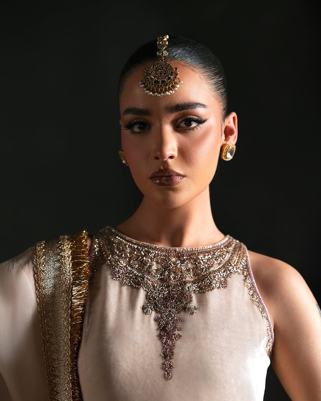 IVORY VELVET SHARARA WITH GOLD EMBROIDERY
