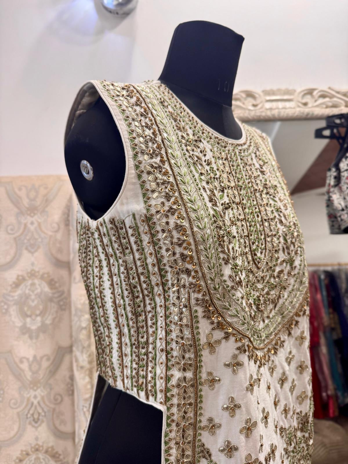 IVORY & GOLD GOTAPATTI SILK LEHENGA SET