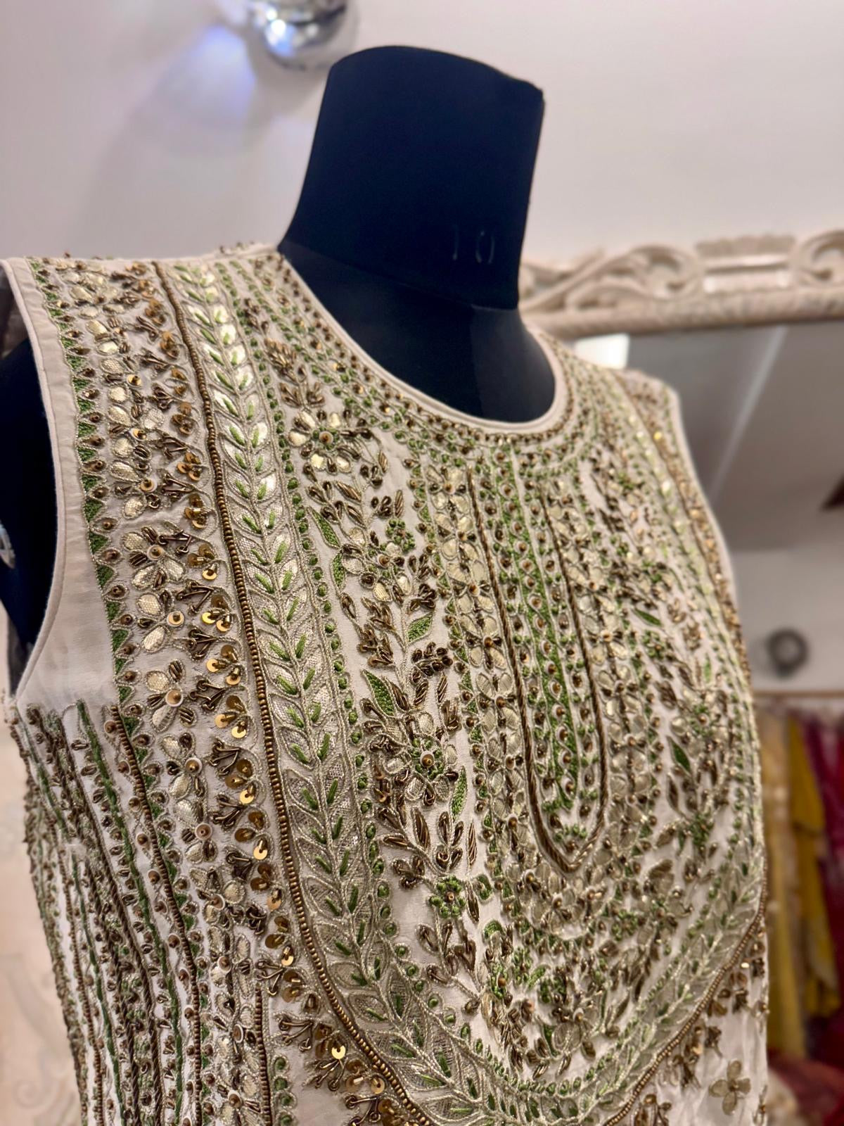 IVORY & GOLD GOTAPATTI SILK LEHENGA SET