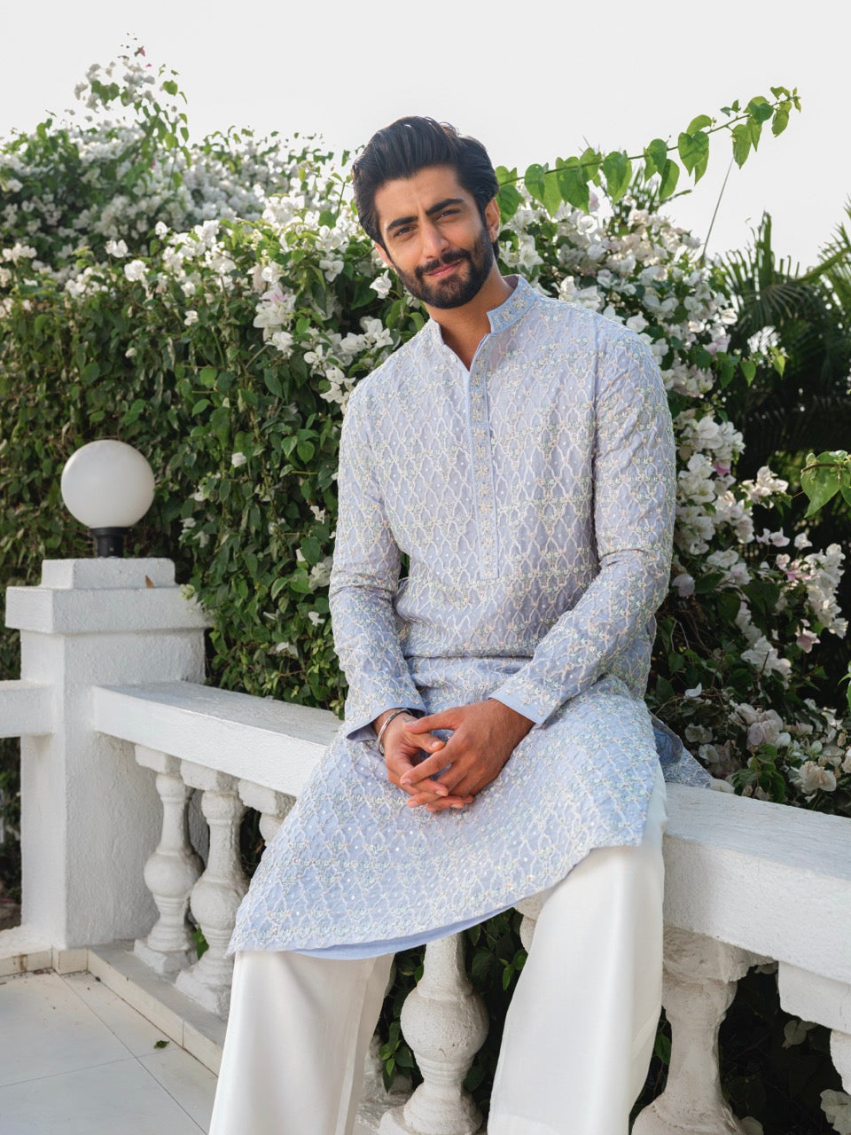 ORGANZA HEAVY HAND EMBROIDERED ZARDOZI KURTA BLUE