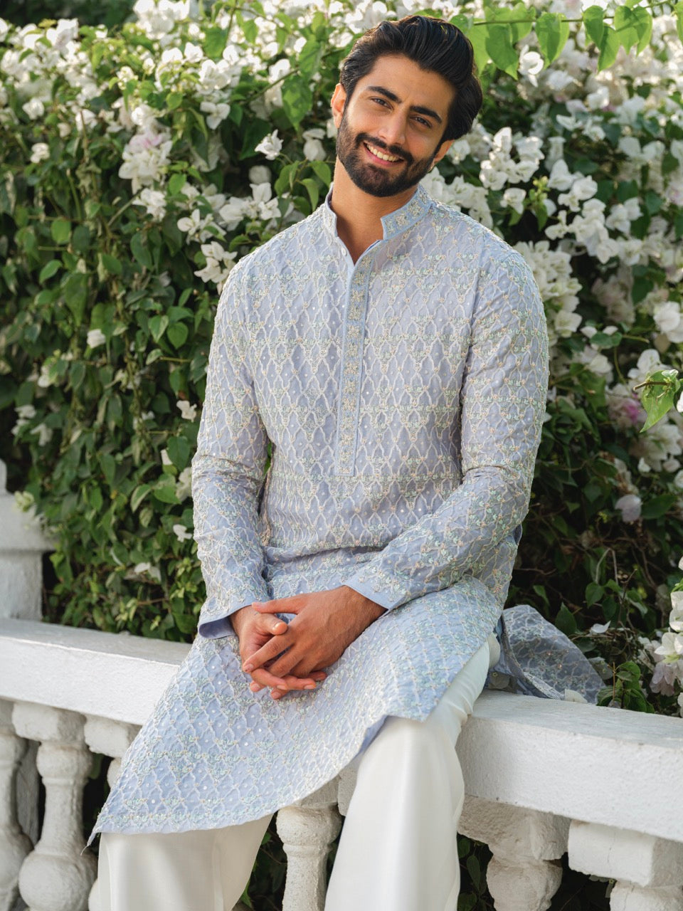 ORGANZA HEAVY HAND EMBROIDERED ZARDOZI KURTA BLUE