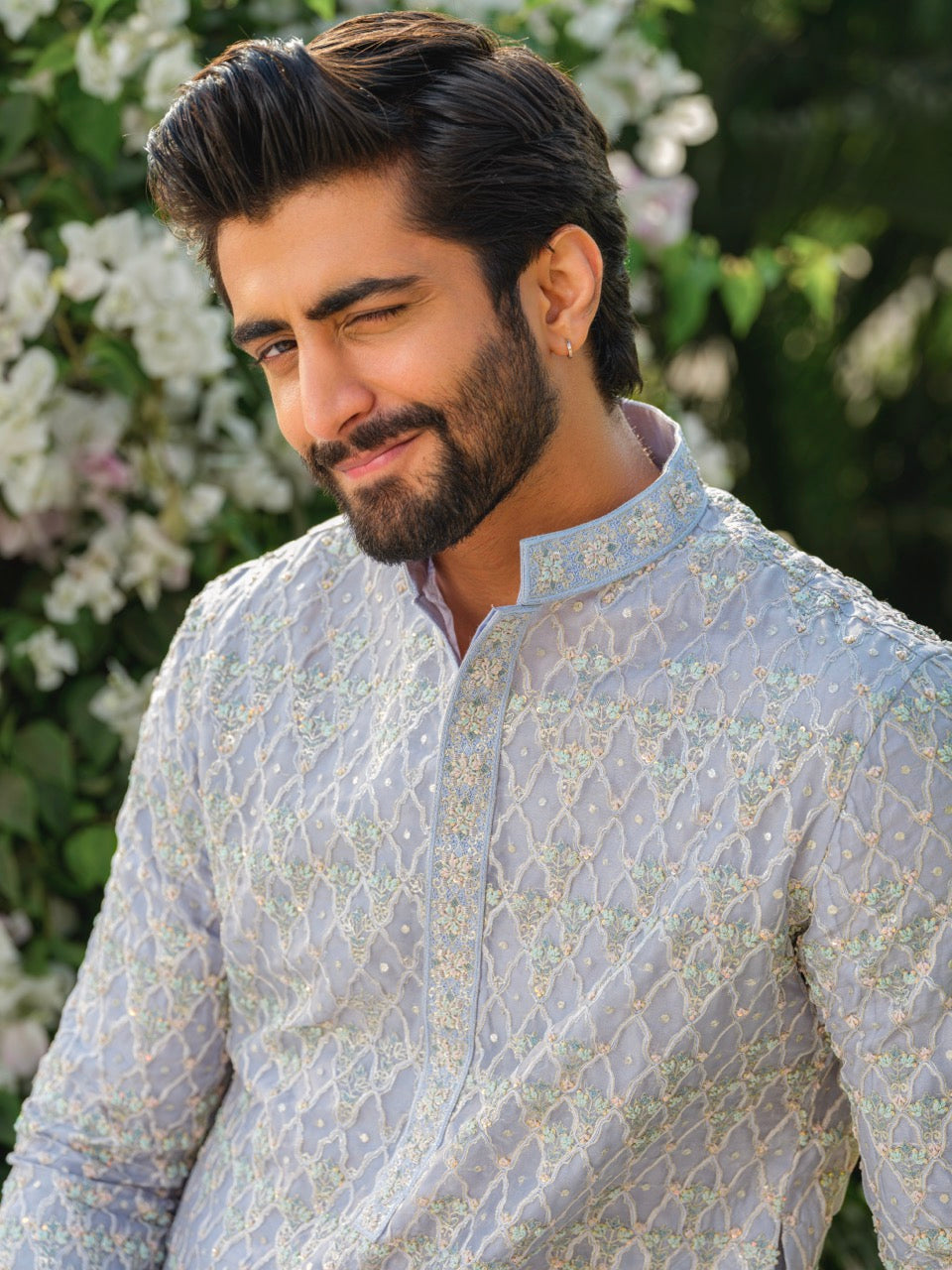 ORGANZA HEAVY HAND EMBROIDERED ZARDOZI KURTA BLUE