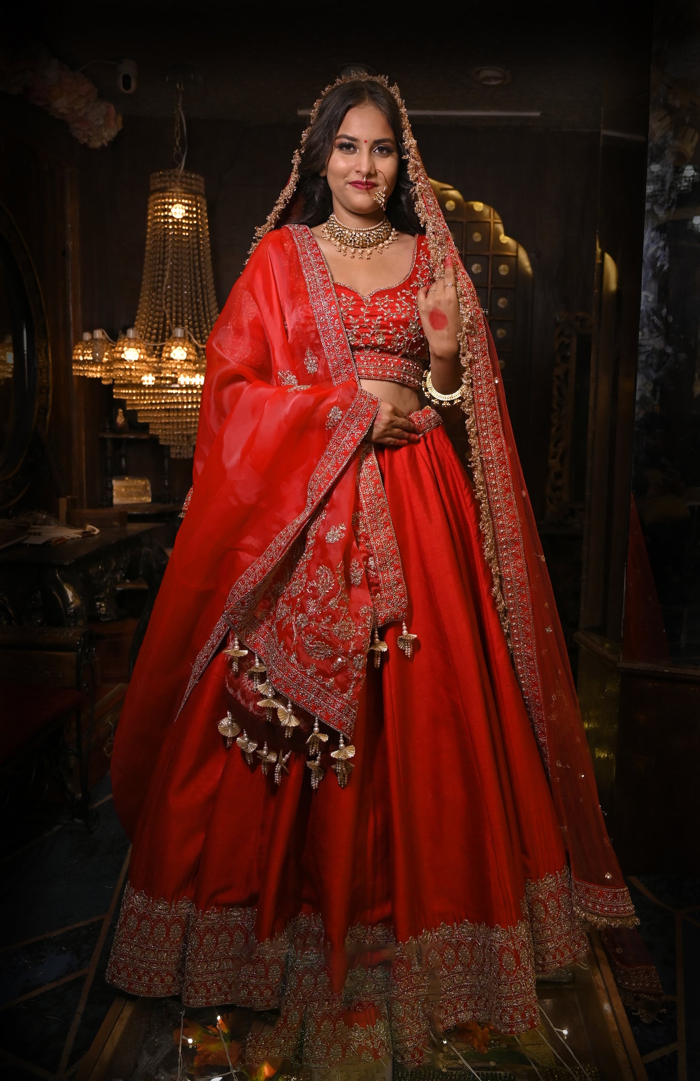 PAISLEY BUTTI LOW BORDER SILK LEHENGA