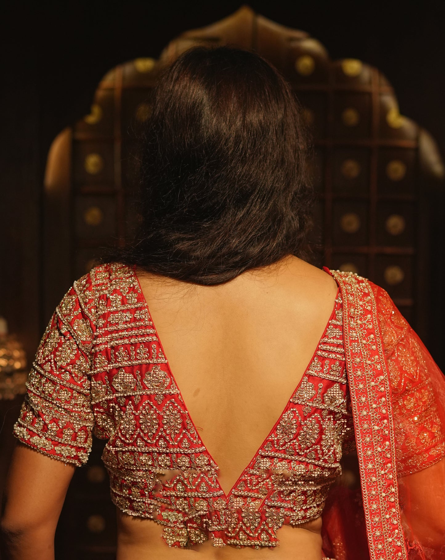 HALF BORDER SILK LEHENGA WITH ELEPHANTS