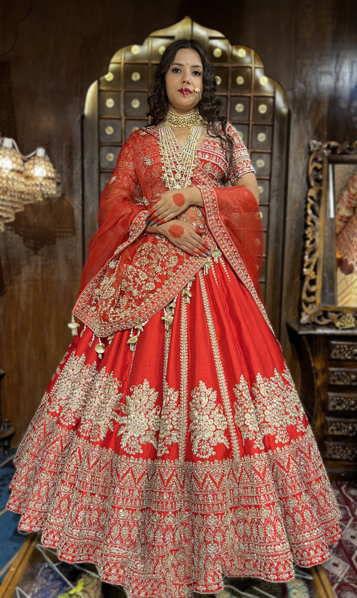 HALF BORDER BUTTI LINE SILK LEHENGA