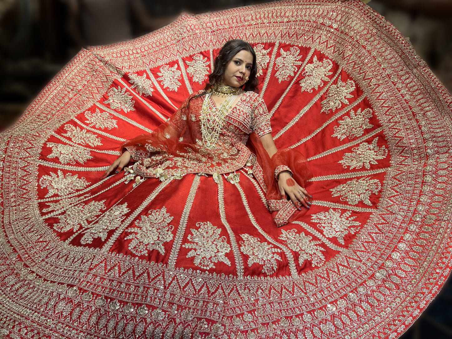 HALF BORDER BUTTI LINE SILK LEHENGA