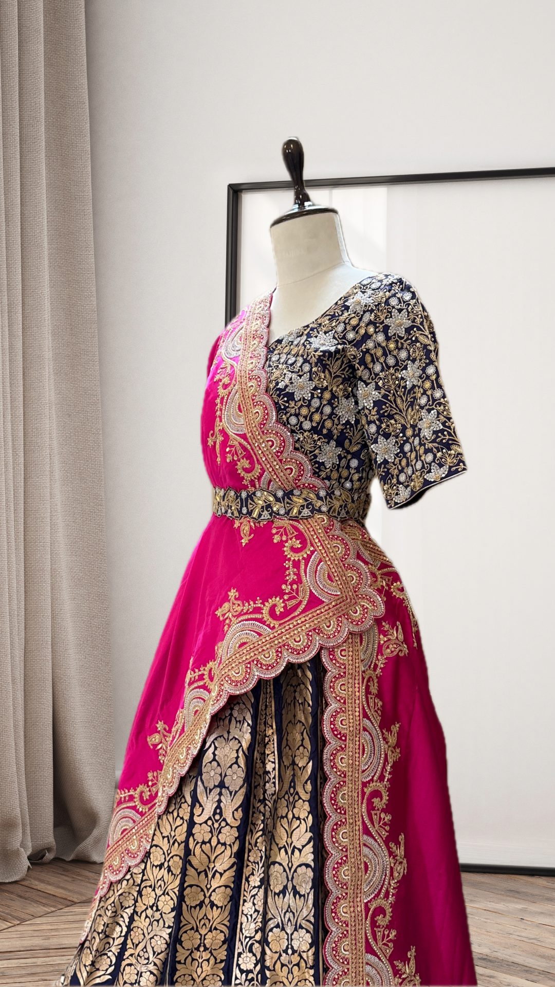 PURE KADWA WEAVE BANARASI LEHENGA WITH MARODI WORK DUPATTA