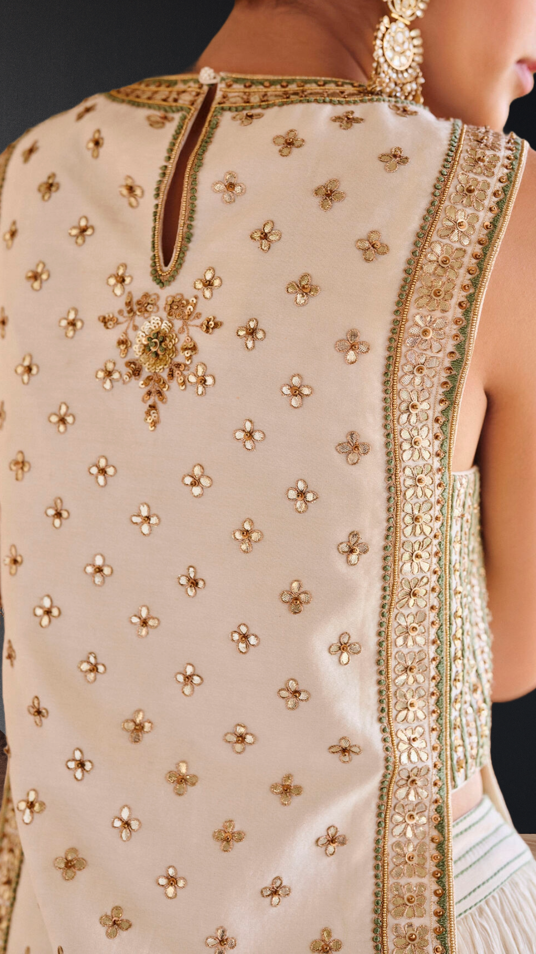 IVORY & GOLD GOTAPATTI SILK LEHENGA SET