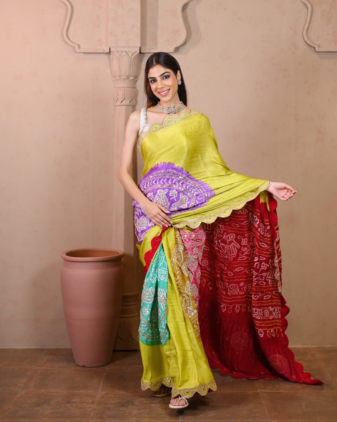 HANDCRAFTED BANDHANI SILK SARI- YELLOW