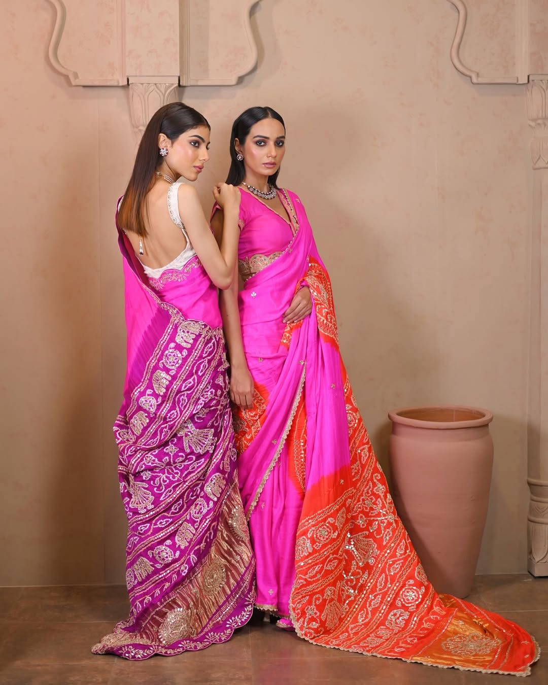 HANDCRAFTED BANDHANI SILK SARI- PINK & PURPLE