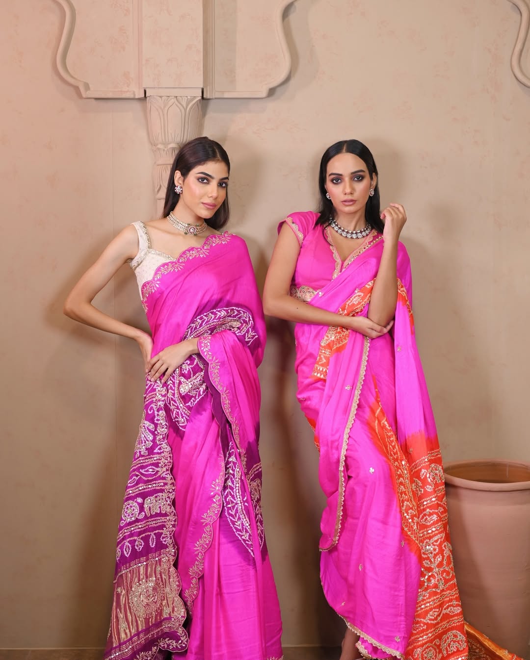 HANDCRAFTED BANDHANI SILK SARI- PINK & PURPLE