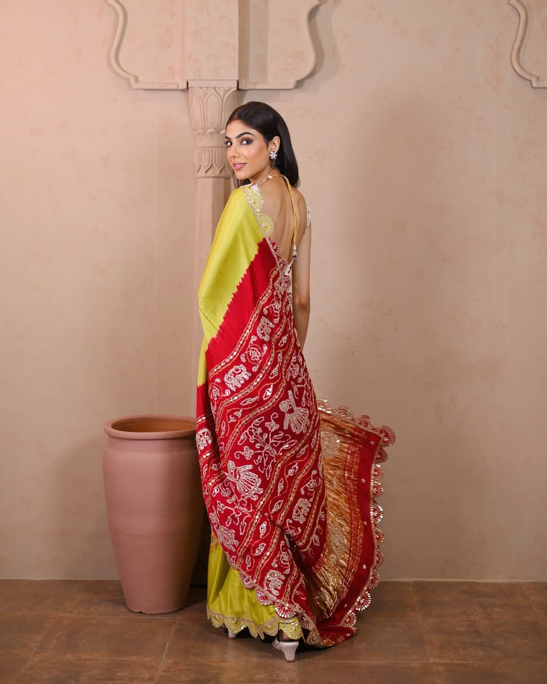 HANDCRAFTED BANDHANI SILK SARI- YELLOW