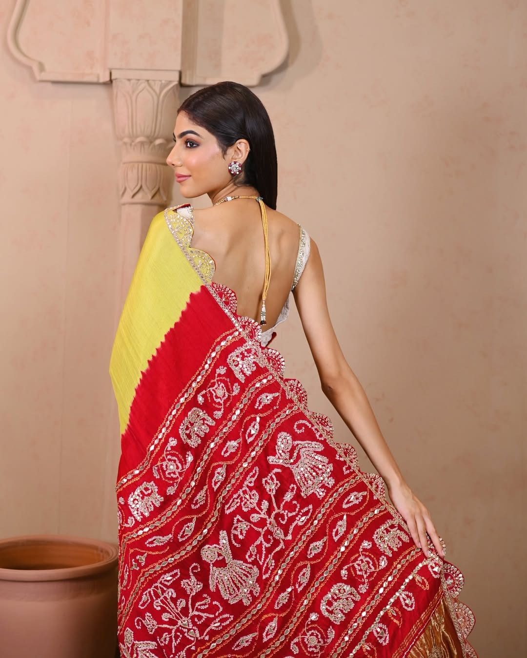 HANDCRAFTED BANDHANI SILK SARI- YELLOW