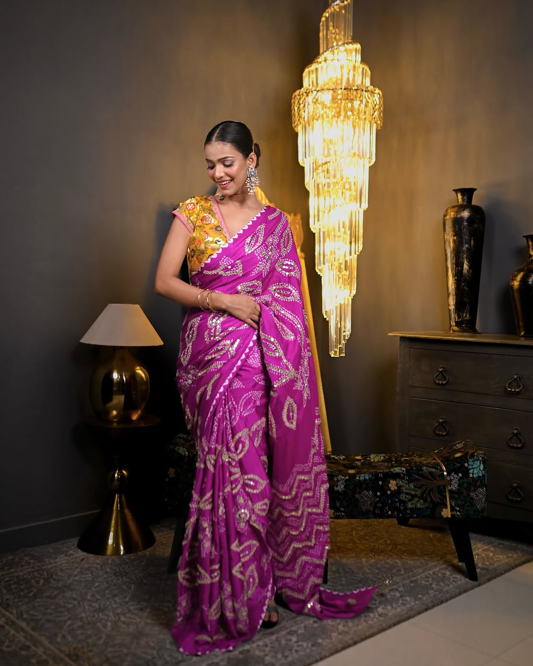 HANDCRAFTED BANDHANI SILK SARI- MAGENTA