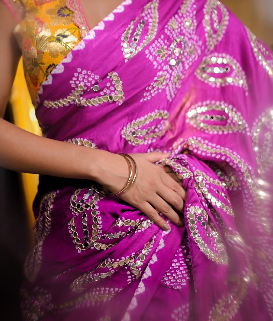 HANDCRAFTED BANDHANI SILK SARI- MAGENTA