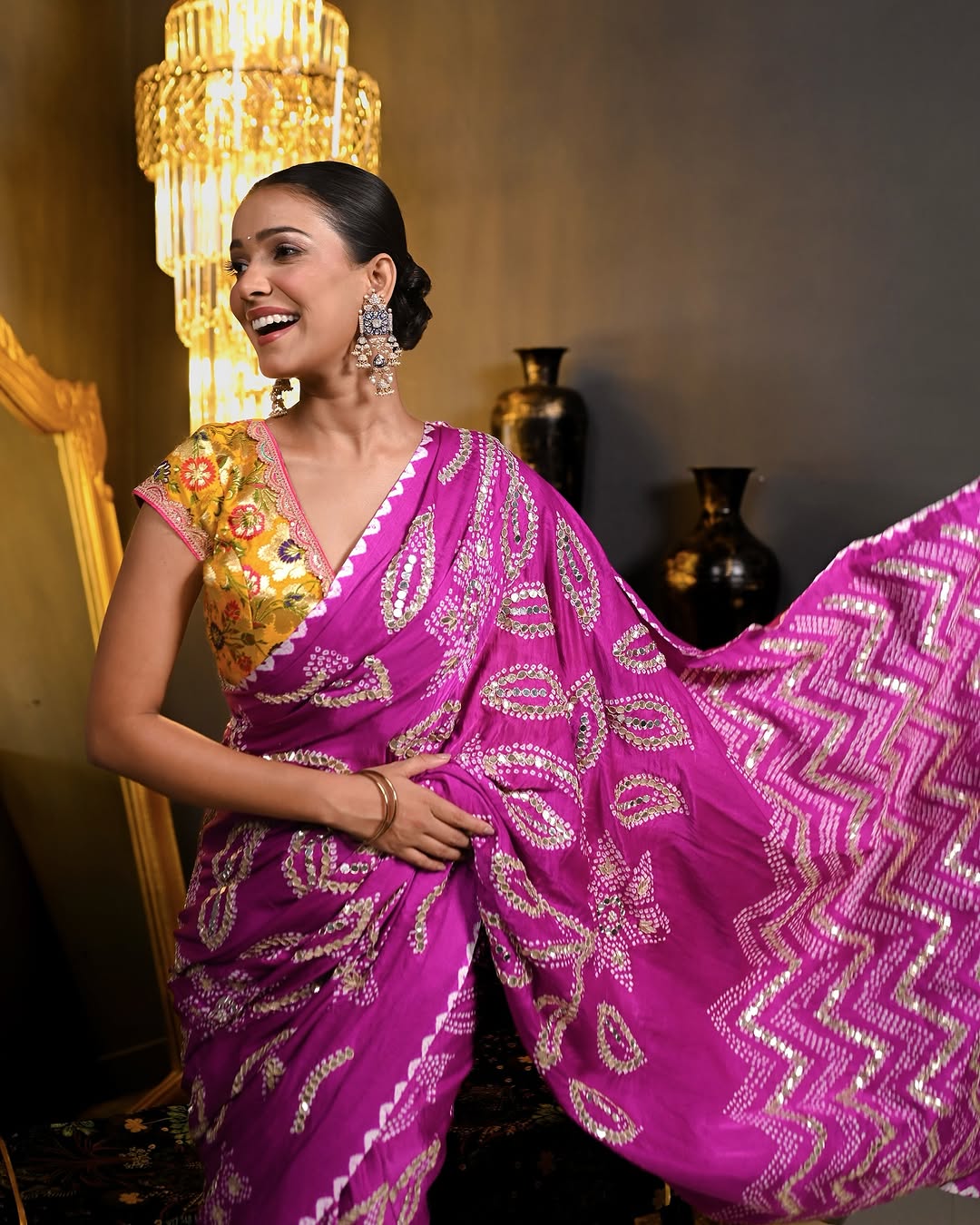 HANDCRAFTED BANDHANI SILK SARI- MAGENTA