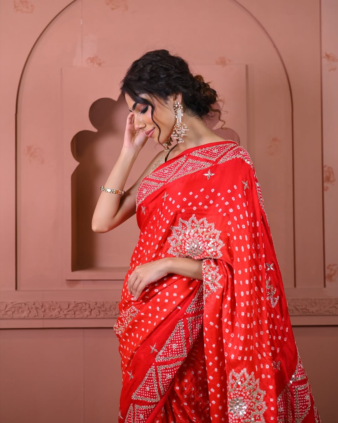 HANDCRAFTED BANDHANI SILK SARI- RED