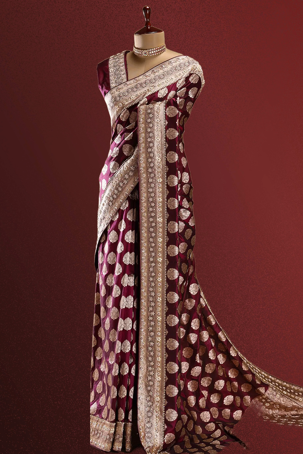 VIOLET PURPLE SEQUIN BANARASI SILK SARI