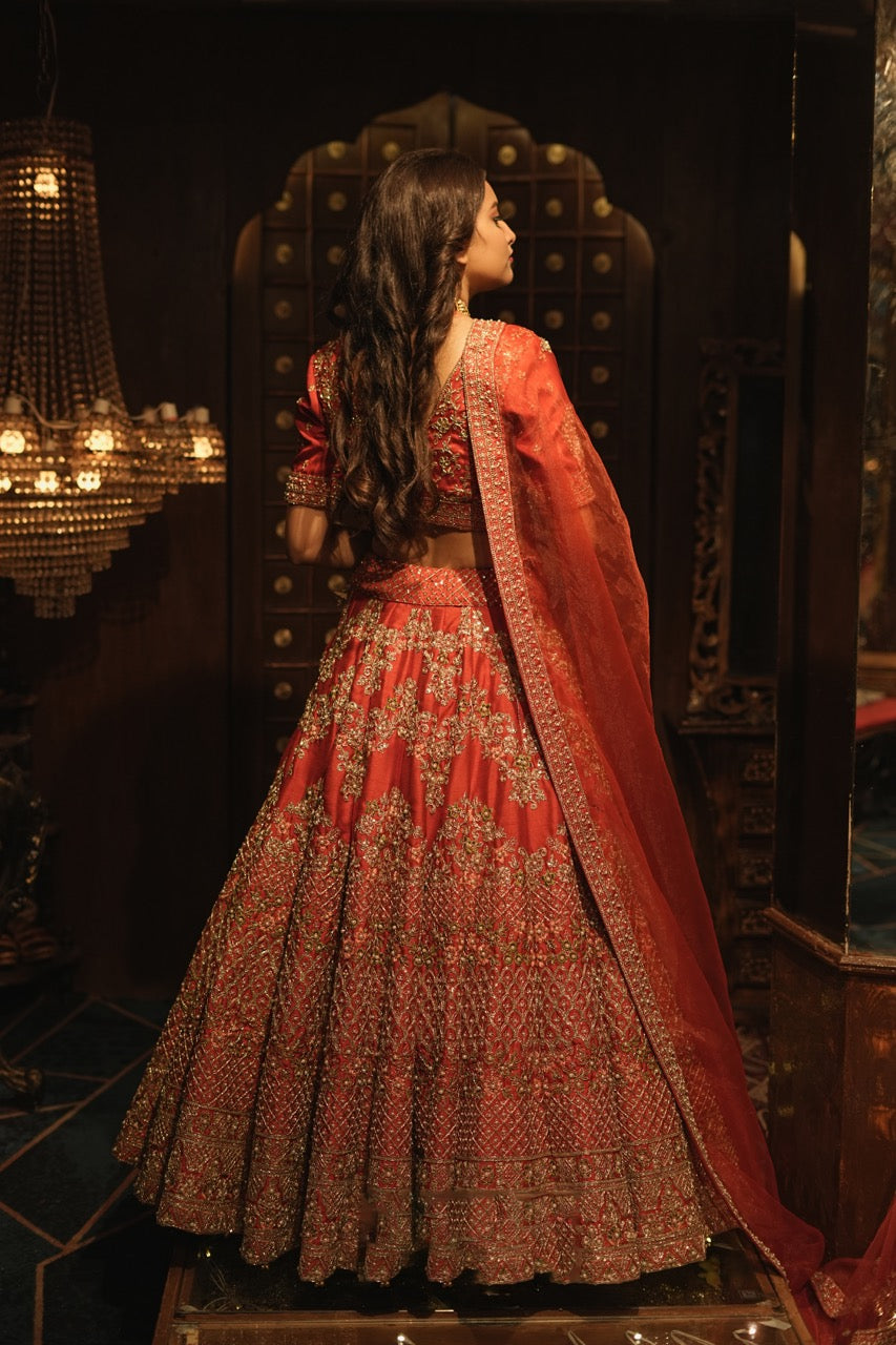 HEAVY PEARL BEADING SILK LEHENGA