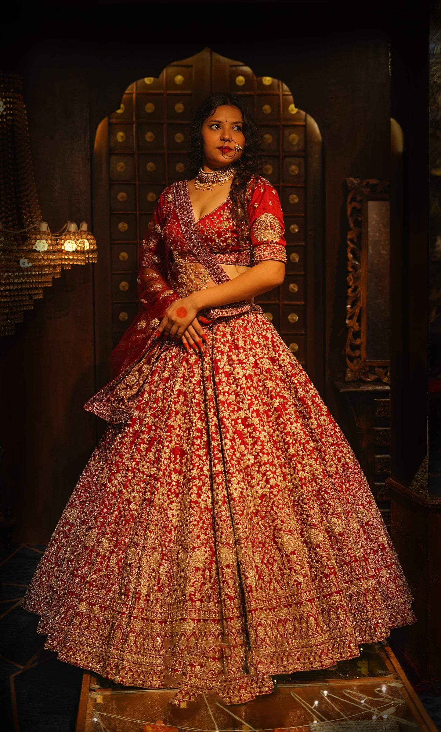 PAISLEY HEAVY EMBROIDERED ALLOVER SILK LEHENGA