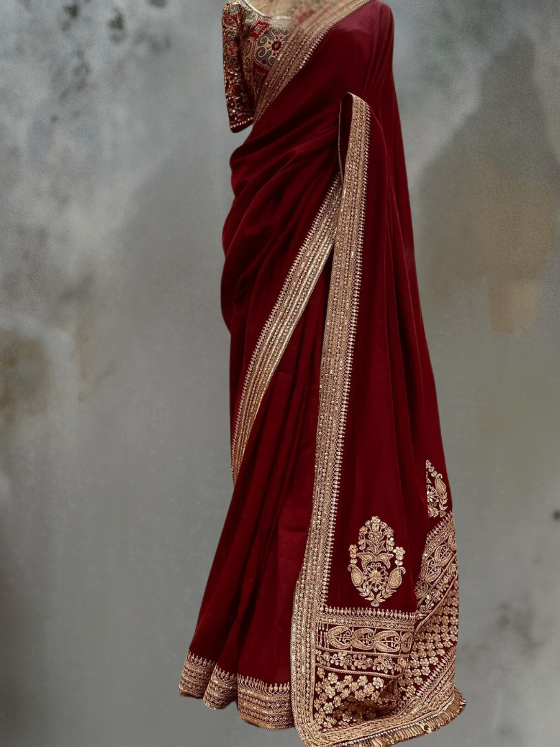 HAND EMBROIDERED MARODI WORK SILK SARI