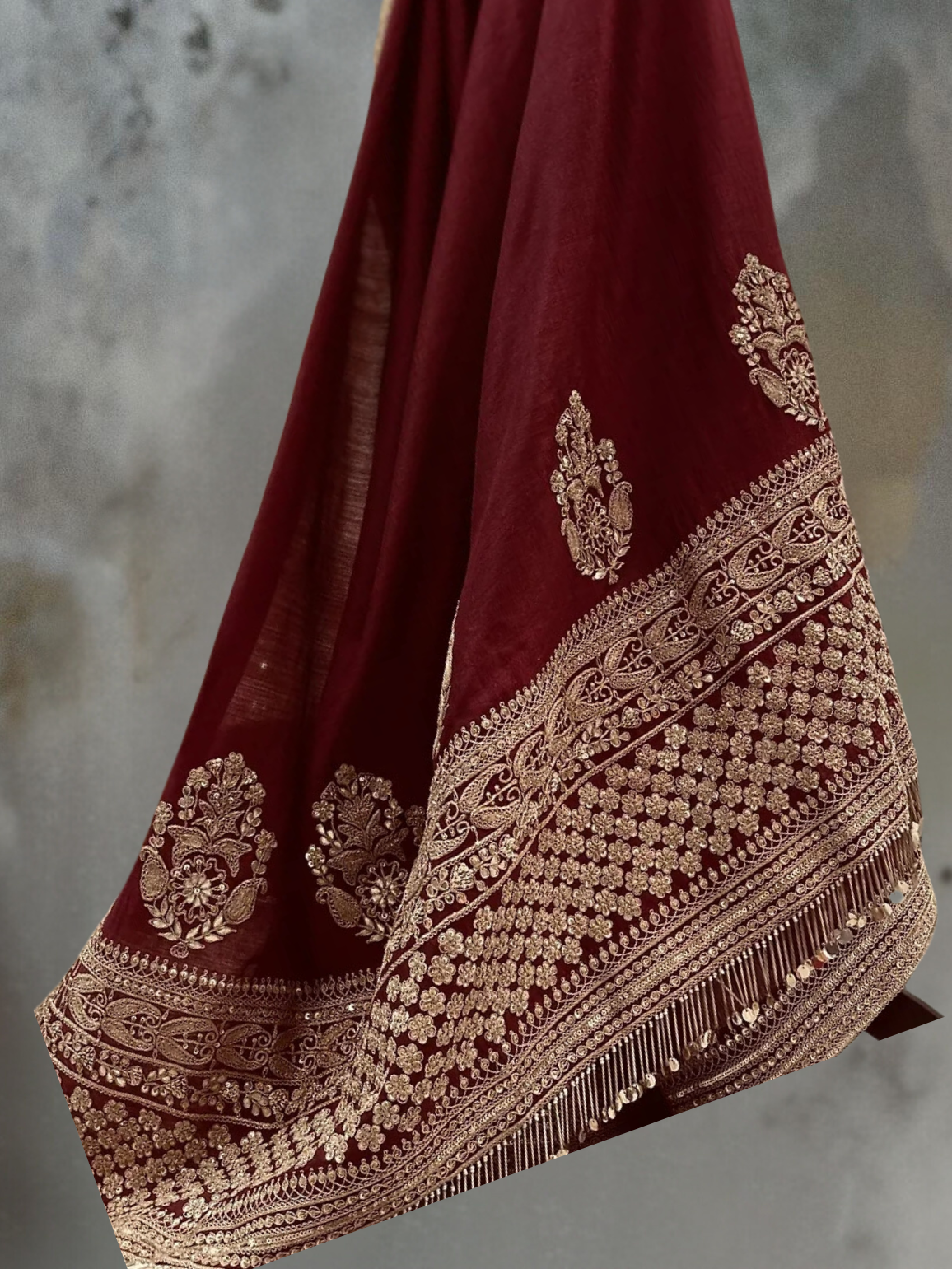 HAND EMBROIDERED MARODI WORK SILK SARI