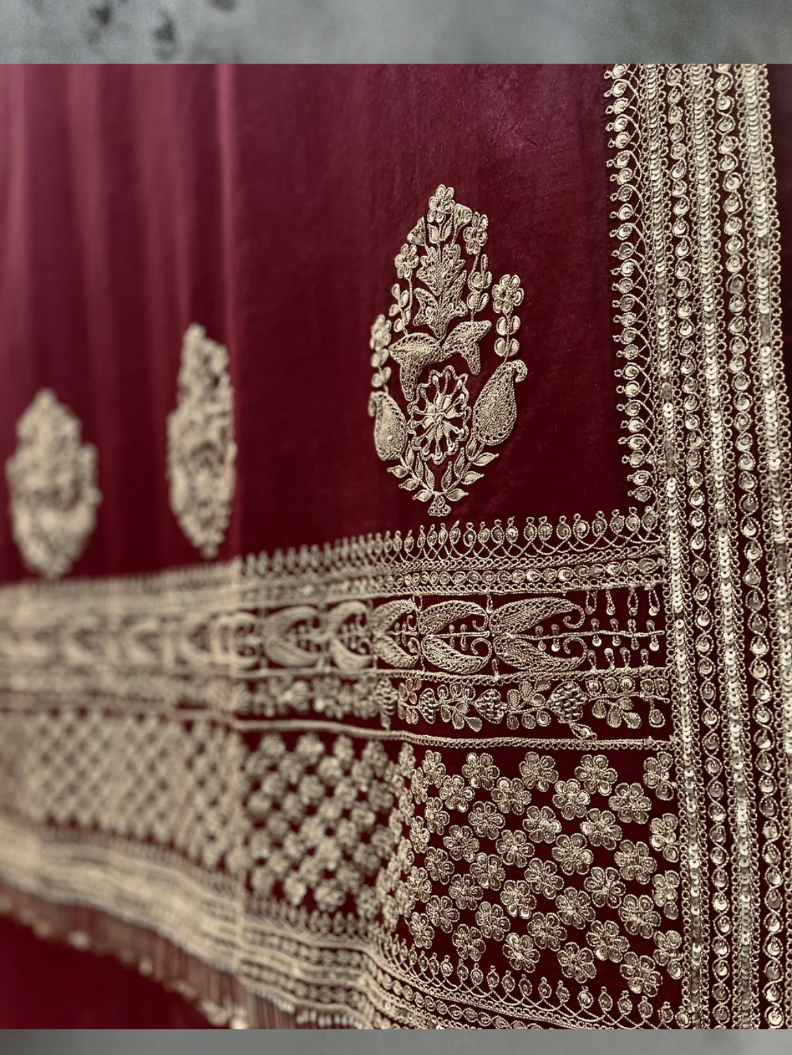 HAND EMBROIDERED MARODI WORK SILK SARI