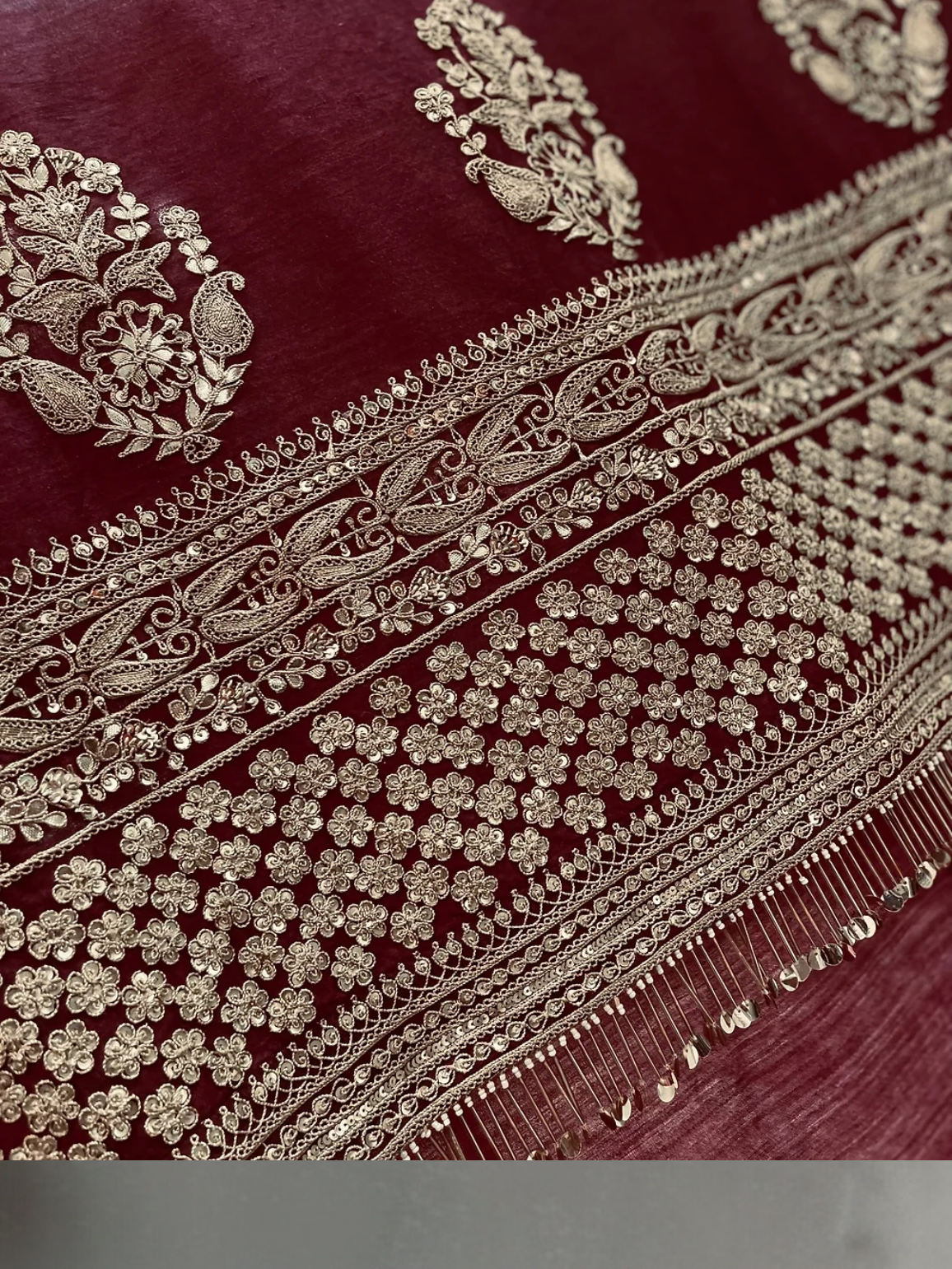 HAND EMBROIDERED MARODI WORK SILK SARI