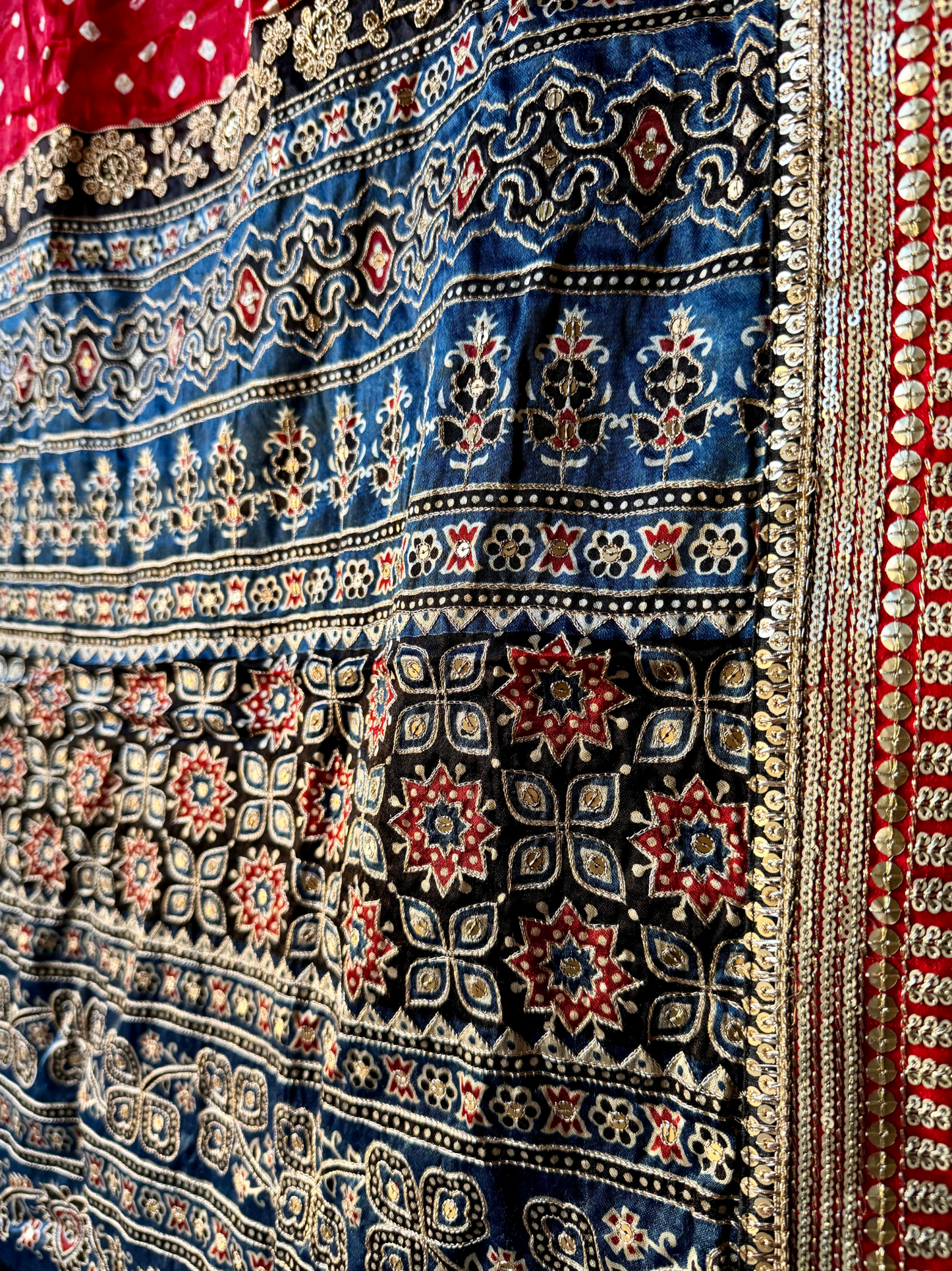 EMBROIDERED BANDHEJ AJRAKH DUPATTA