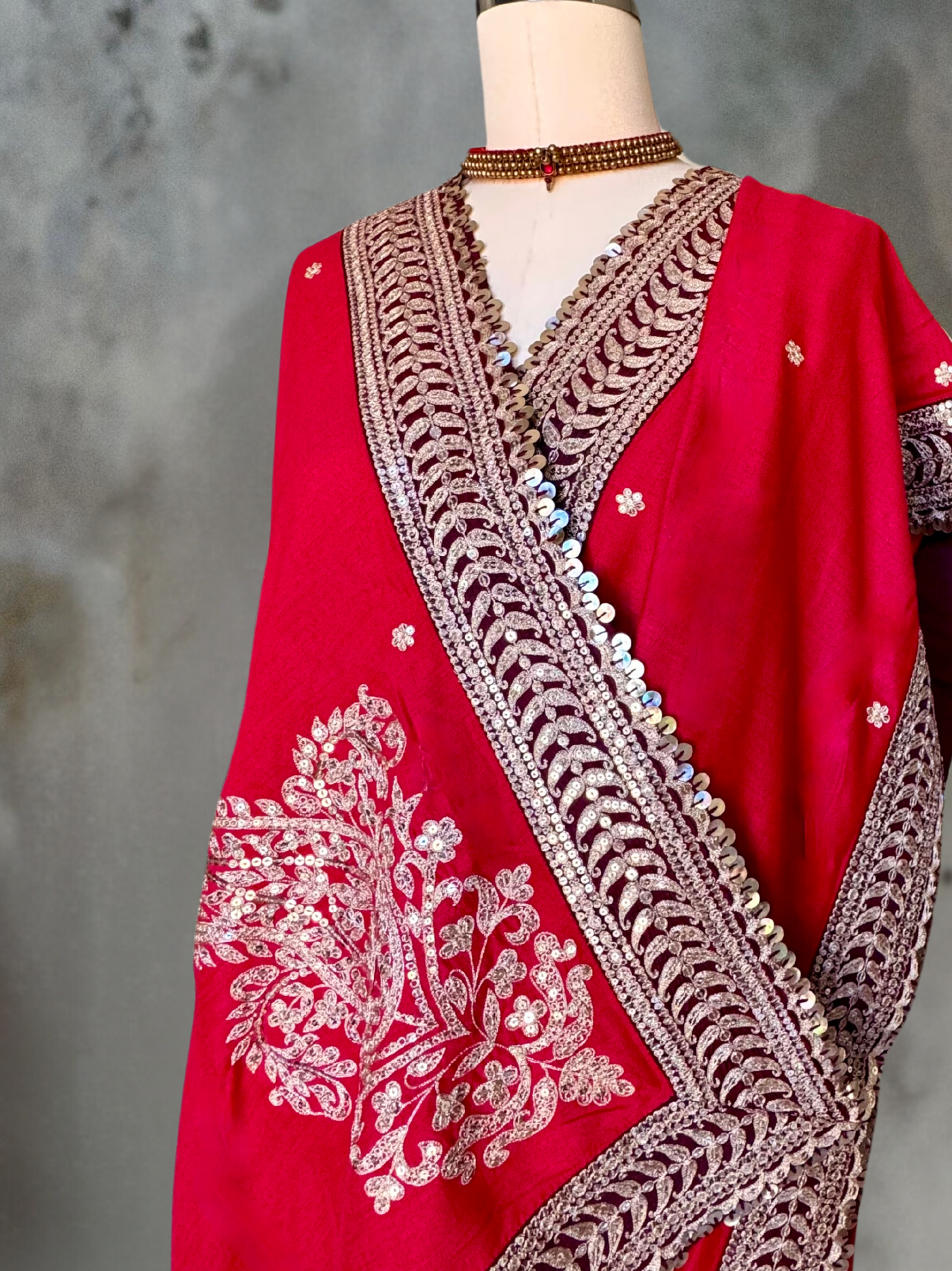 SABYASACHI INSPIRED HAND EMBROIDERED RED SARI