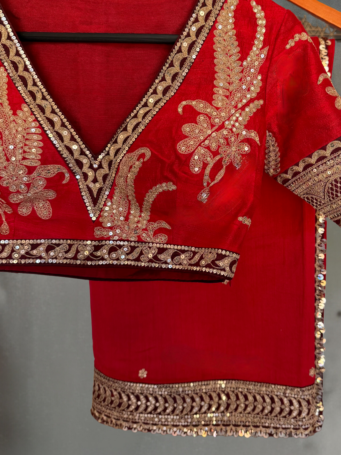 SABYASACHI INSPIRED HAND EMBROIDERED RED SARI