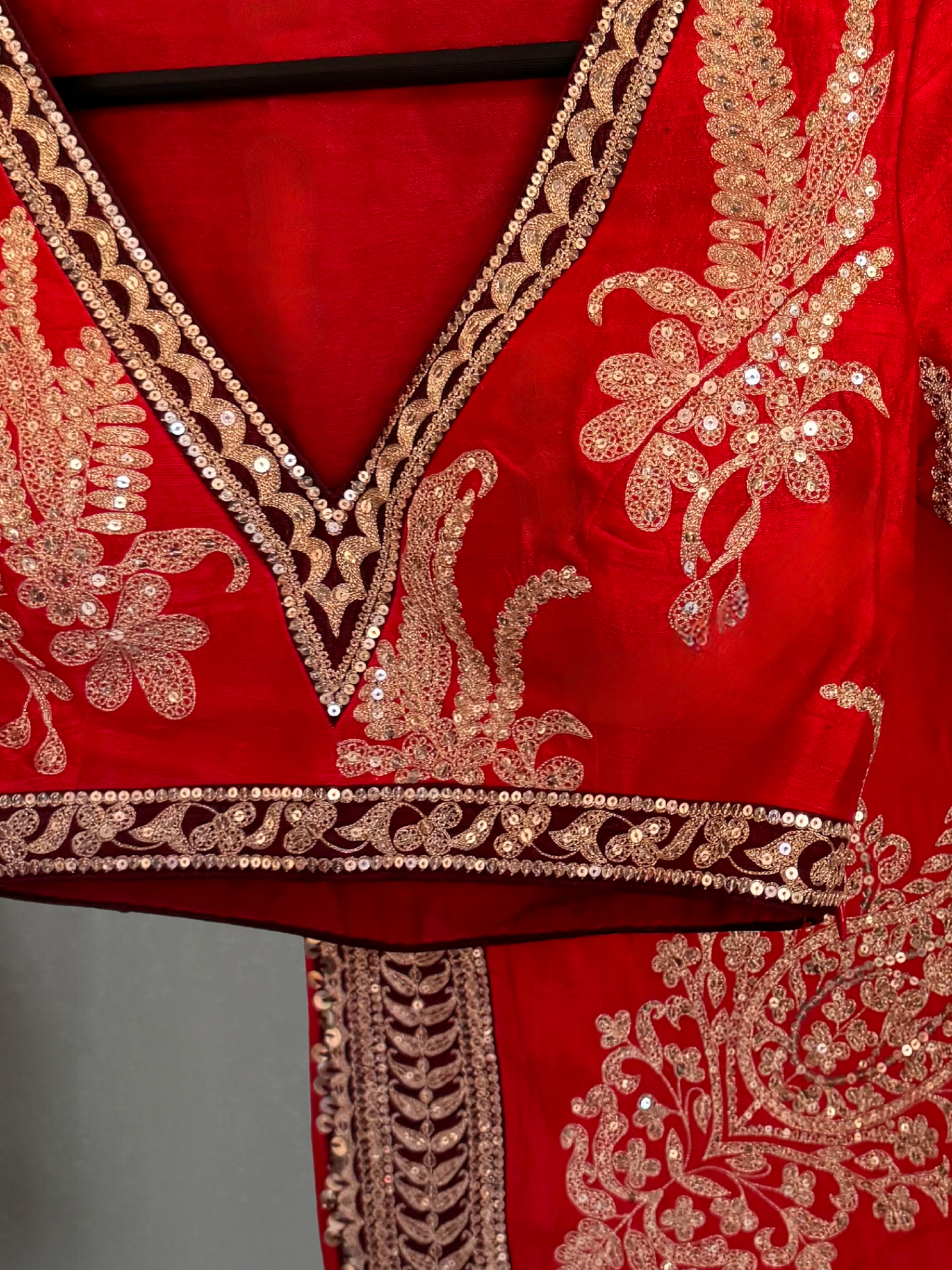 SABYASACHI INSPIRED HAND EMBROIDERED RED SARI
