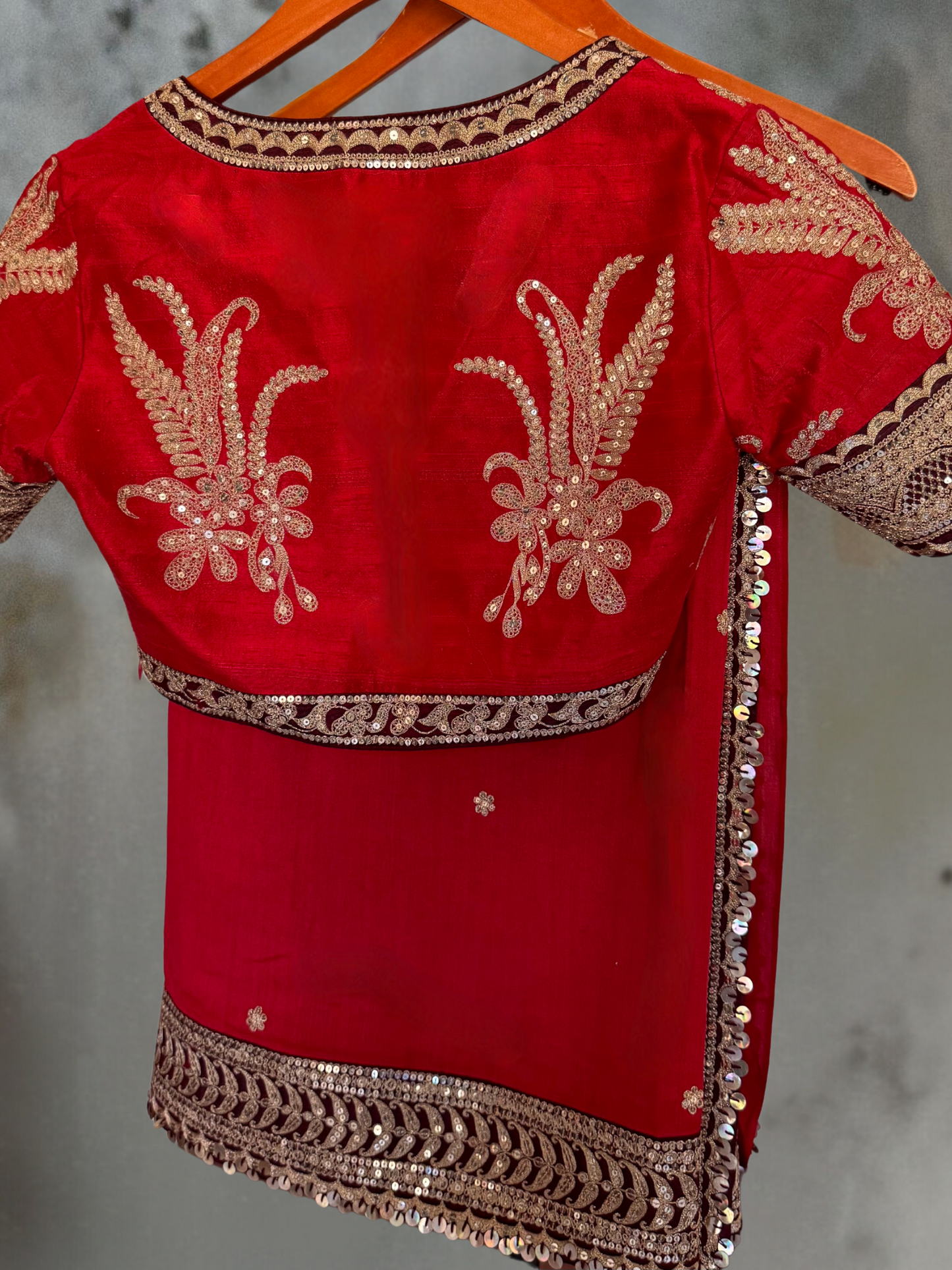 SABYASACHI INSPIRED HAND EMBROIDERED RED SARI