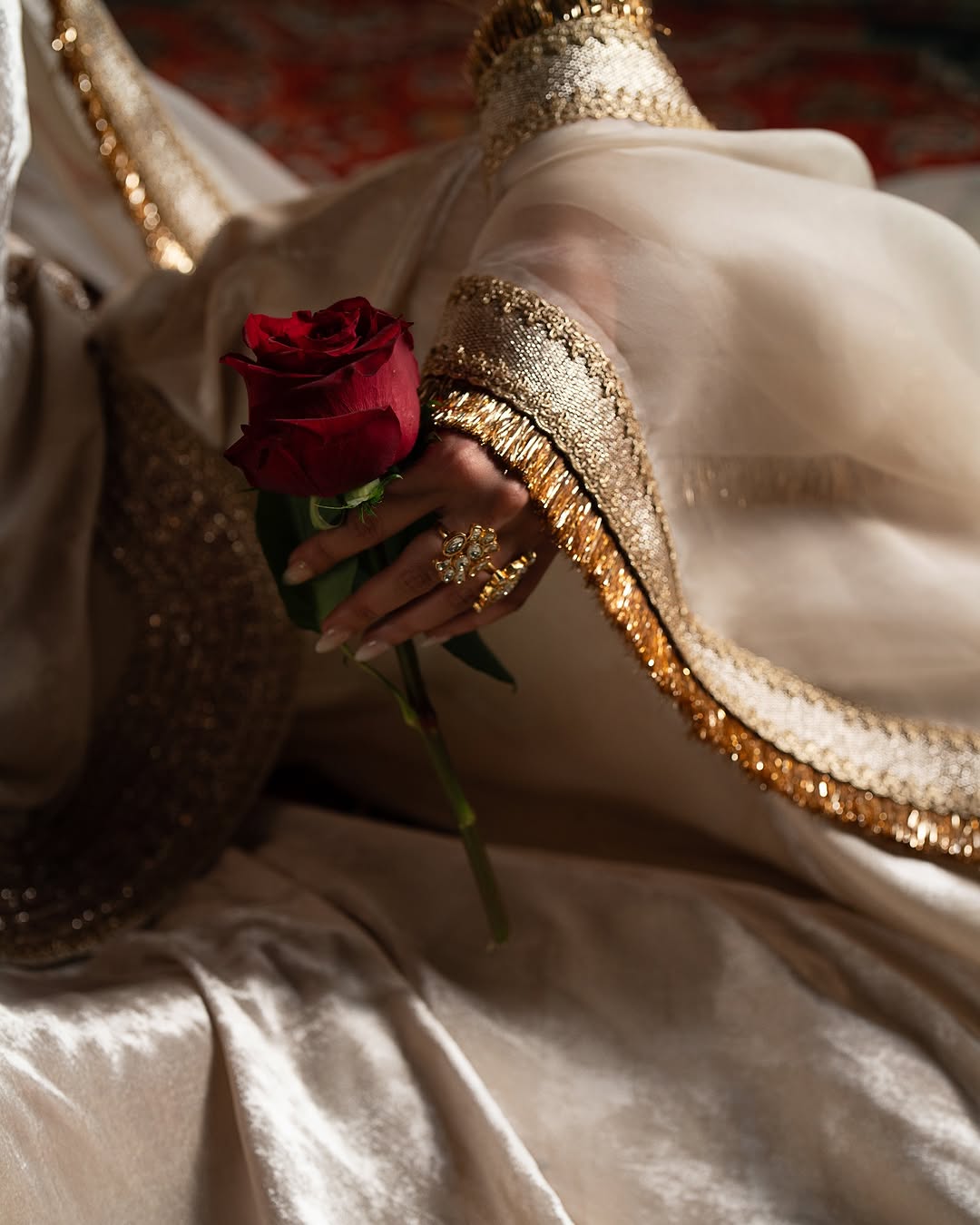 IVORY VELVET SHARARA WITH GOLD EMBROIDERY