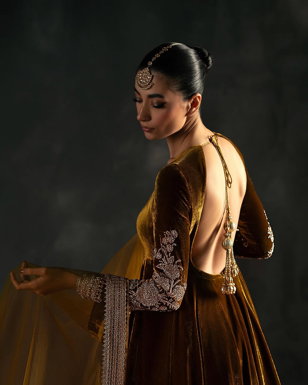GREEN VELVET ANARKALI