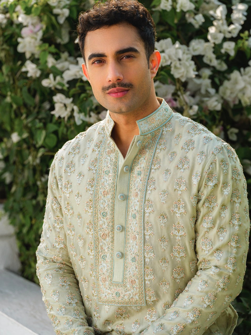 ORGANZA HEAVY HAND EMBROIDERED ZARDOZI KURTA GREEN