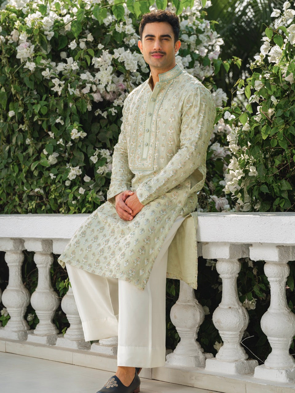 ORGANZA HEAVY HAND EMBROIDERED ZARDOZI KURTA GREEN