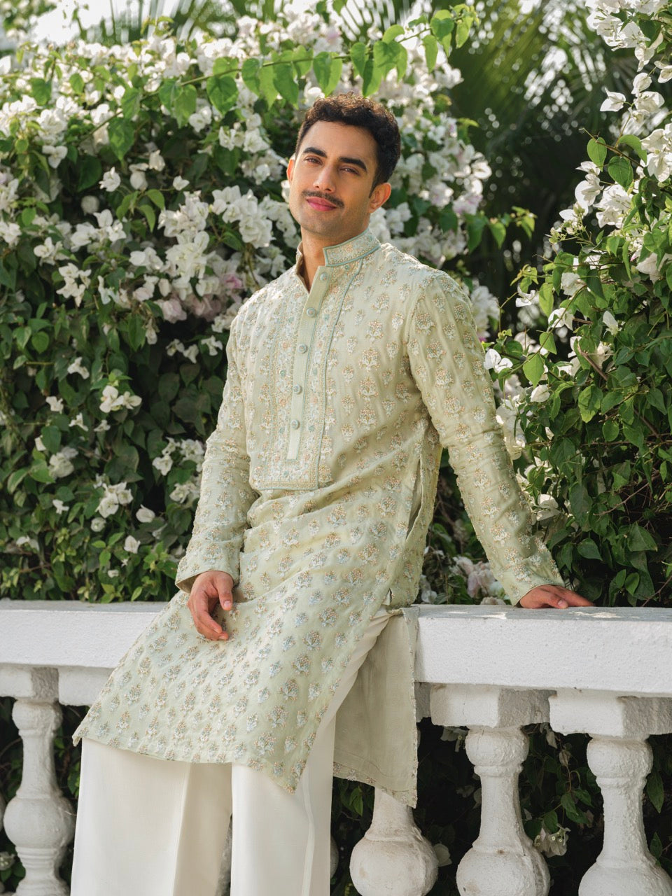 ORGANZA HEAVY HAND EMBROIDERED ZARDOZI KURTA GREEN