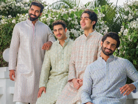 ORGANZA HEAVY HAND EMBROIDERED ZARDOZI KURTA NATURAL