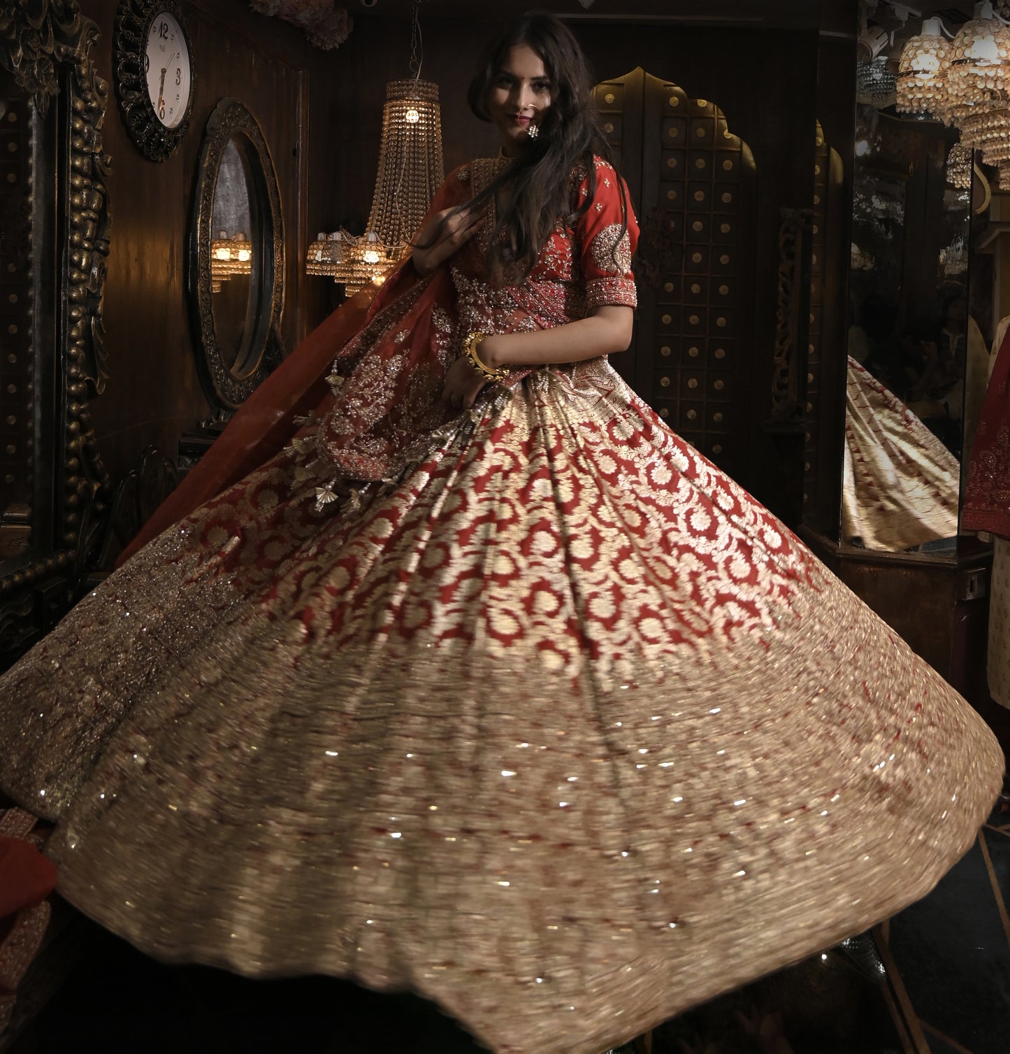 HALF BORDER RAW SILK BENARASI LEHENGA