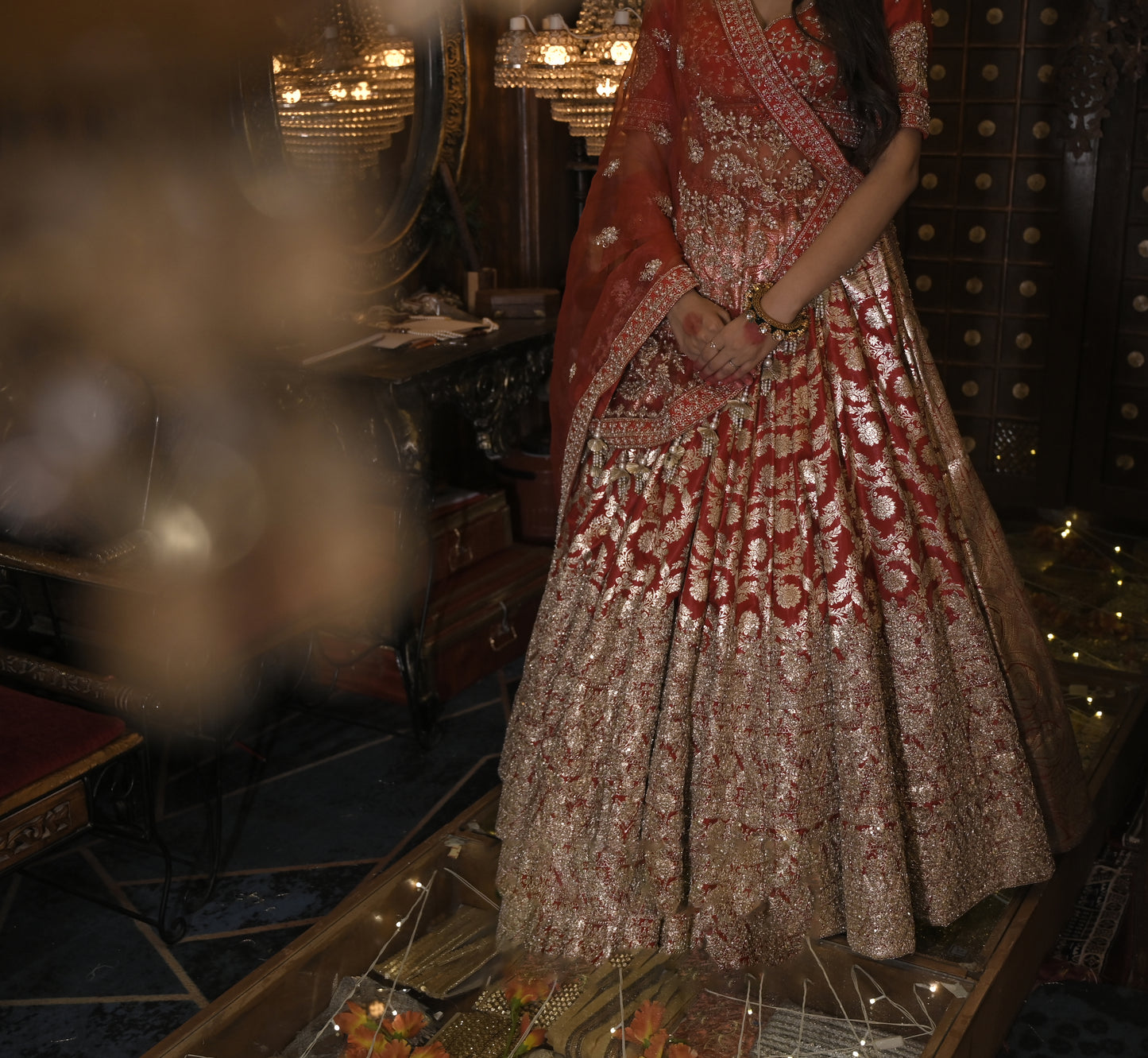 HALF BORDER RAW SILK BENARASI LEHENGA