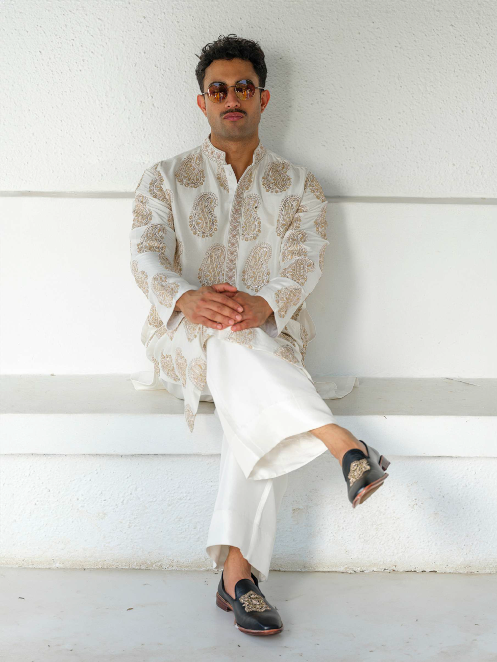 HANDLOOM SILK KURTA WITH HAND ZARDOZI