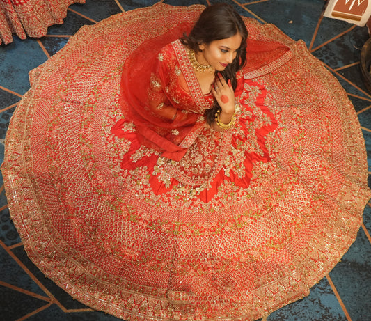 HEAVY SILK LEHENGA WITH PEARL BEADING