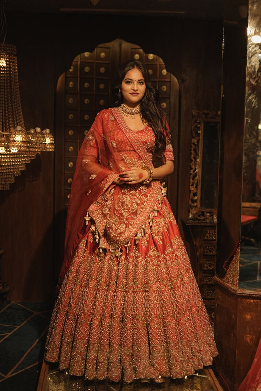 HEAVY PEARL BEADING SILK LEHENGA