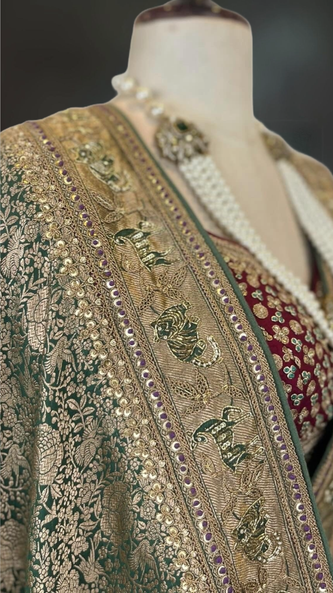 EMBROIDERED GREEN BANARASI SARI