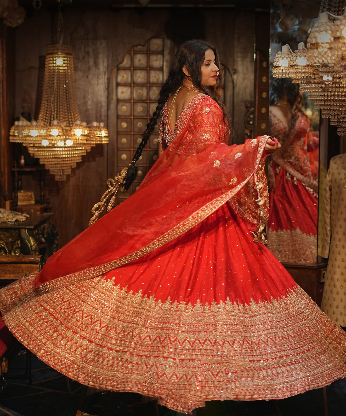 HALF BORDER SILK LEHENGA