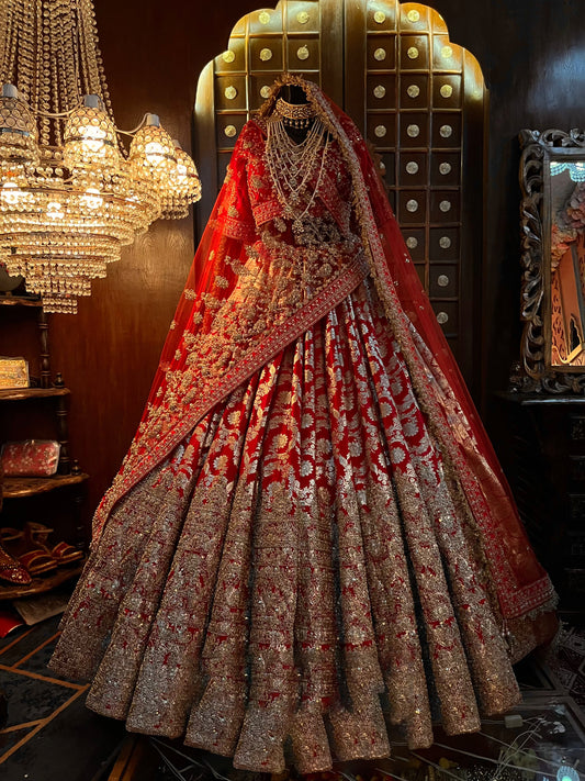 HALF BORDER RAW SILK BENARASI LEHENGA